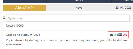 Ikony úkonů stavu objednávky